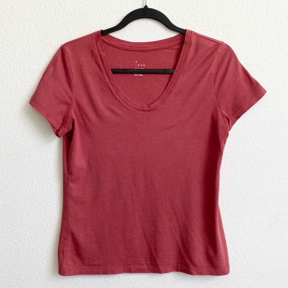 SOLD A New Day Women's Dark Pink Round Neck Short Sleeve T-Shirt